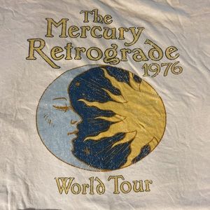 Mercury Retrograde Sun & Moon Graphic T Crop Top Sz Medium